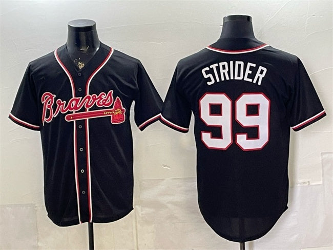 Atlanta Braves #99 Spencer Strider 2026 Fashion Replica Black JEROMEN Out Stitched Jersey