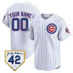 Custom Chicago Cubs 2024 Jackie Robinson Patch Vapor Premier Limited Jersey V2 ¨C White Alternate JEROMEN