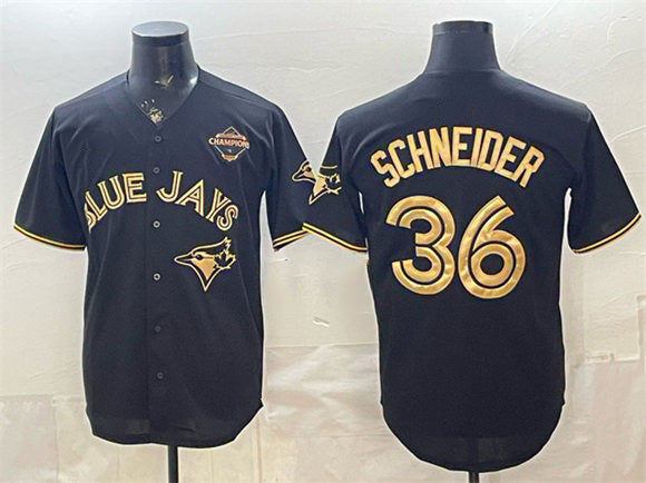 Toronto Blue Jays #36 Davis Schneider Black Gold JEROMEN 2025 American League Champions Limited Stitched Jersey