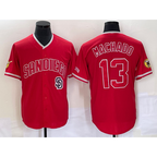 San Diego Padres #13 Manny Machado Red JEROMEN NEW 2023 Cool Base Stitched Jersey