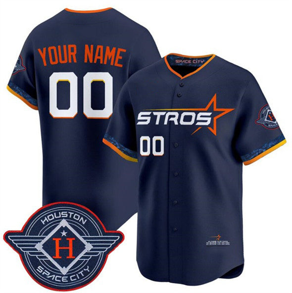 Custom Houston Astros Active Player Navy JEROMEN 2025 City Connect Limited Stitched Jersey