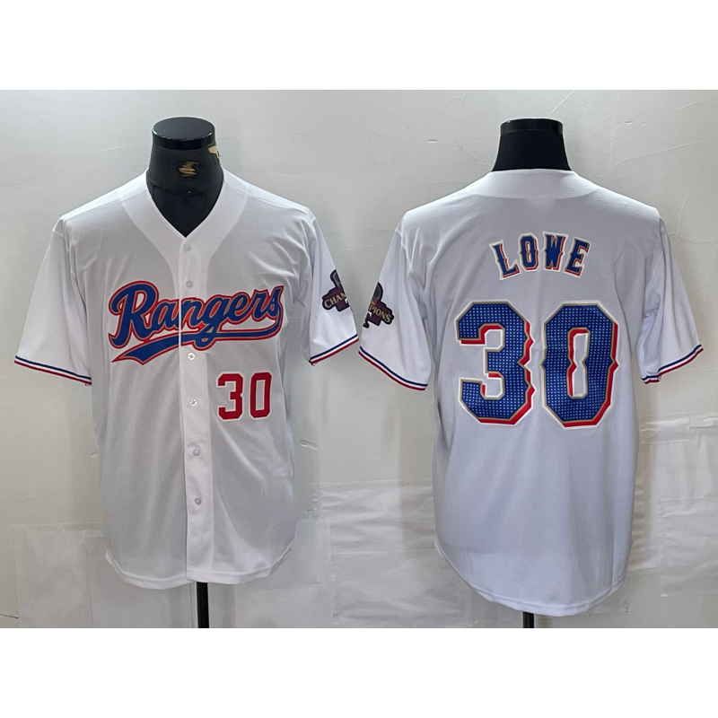 Texas Rangers #30 Nathaniel Lowe Number White JEROMEN 2024 Gold Collection Limited Cool Base Jerseys
