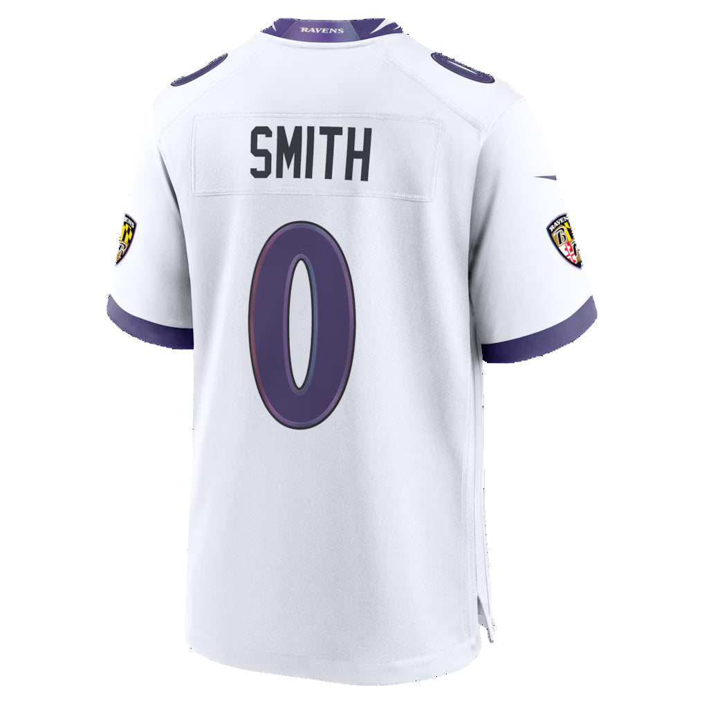 B.Ravens #0 Roquan Smith White JEROMEN Game Jersey
