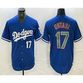 Los Angeles Dodgers #17 Shohei Ohtani Number Blue Green JEROMEN Stitched Cool Base Jerseys