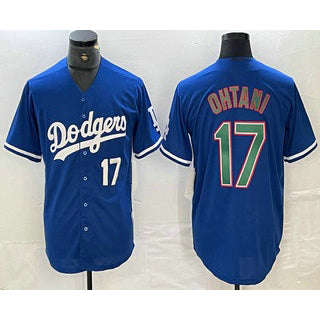 Los Angeles Dodgers #17 Shohei Ohtani Number Blue Green JEROMEN Stitched Cool Base Jerseys