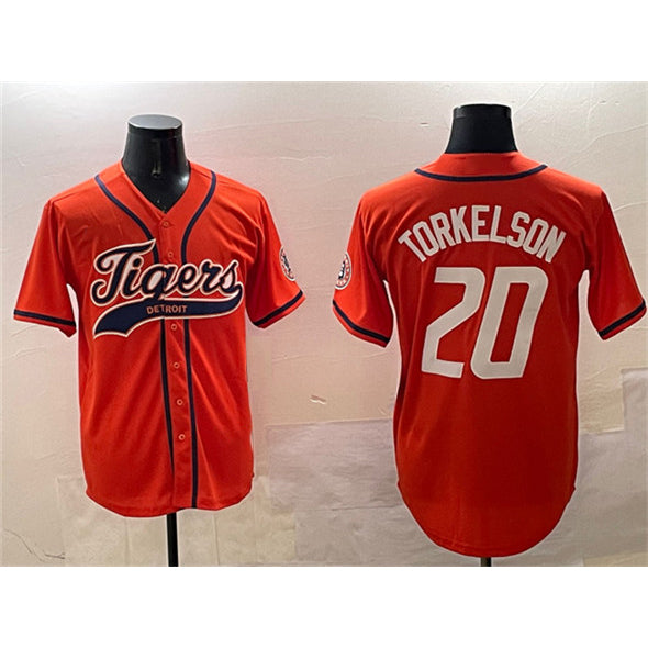 Detroit Tigers #20 Spencer Torkelson Orange JEROMEN With Patch Cool Base Stitched Jersey 2
