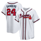 Atlanta Braves #24 Deion Sanders White JEROMEN Home Retired Player Replica Jersey