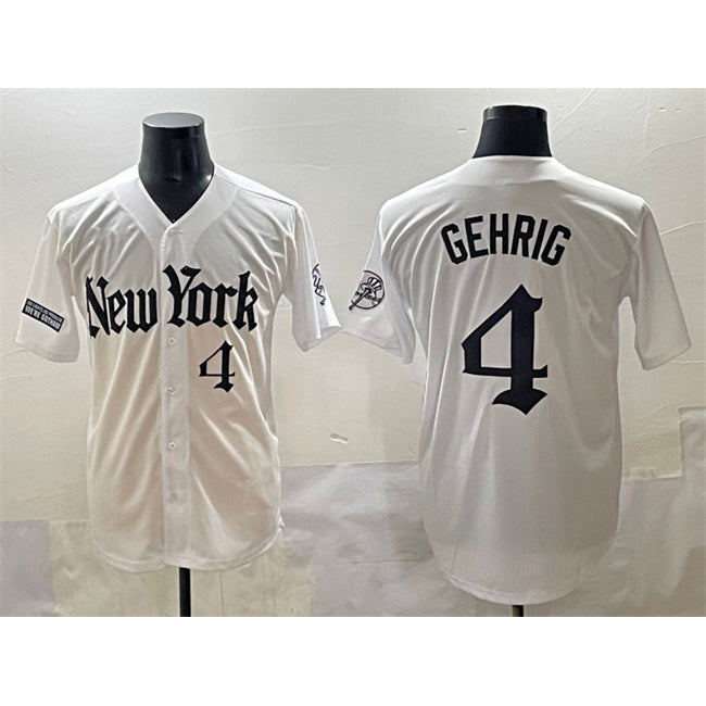 New York Yankees #4 Lou Gehrig White JEROMEN 'Gothic Legacy Edition' Vapor Premier Limited Stitched Jersey
