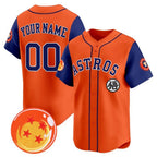 Custom Houston Astros x Dragon Ball Royal Orange JEROMEN Vapor Premier Limited Jersey - All Stitched
