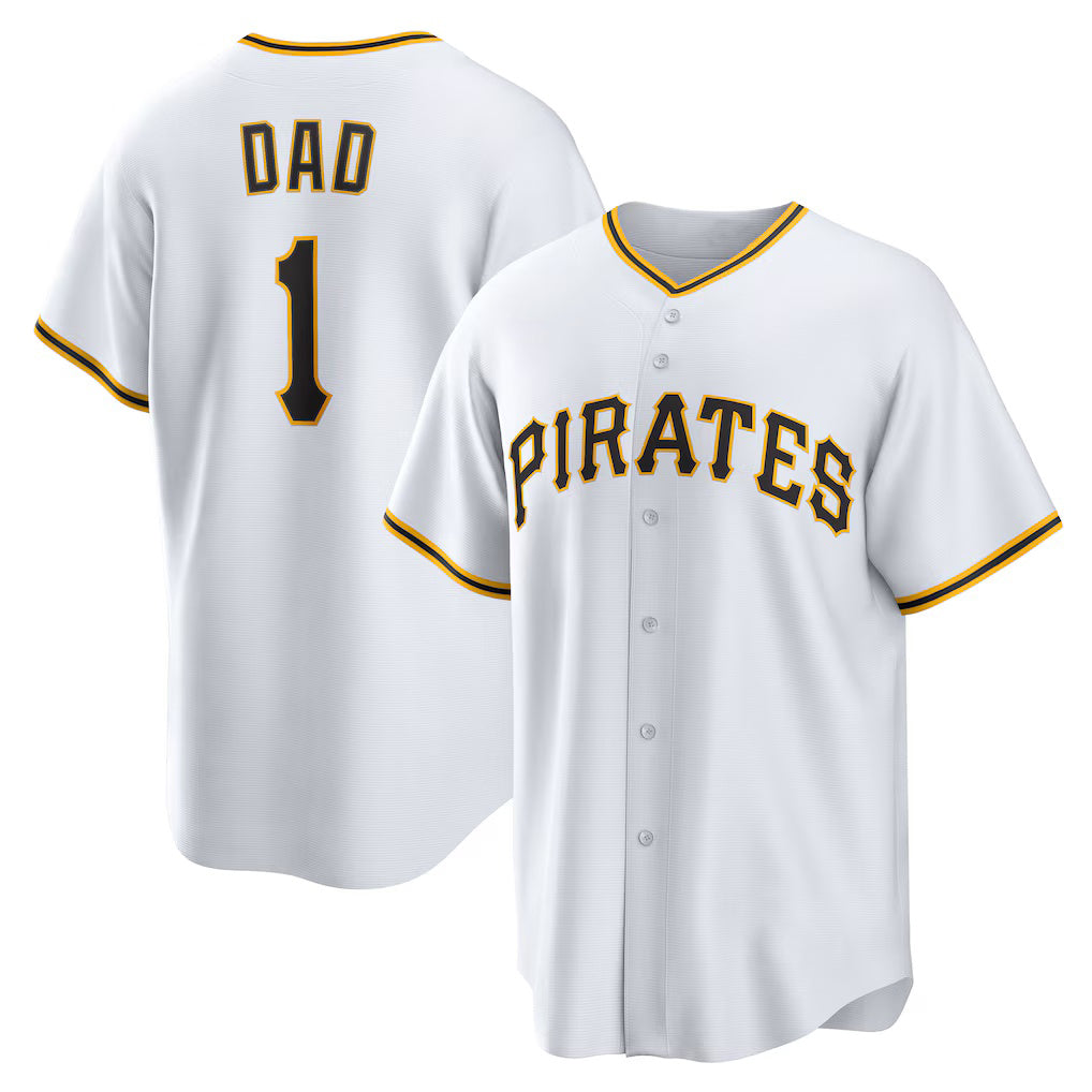 Pittsburgh Pirates #1 Dad Home White JEROMEN Replica Jersey