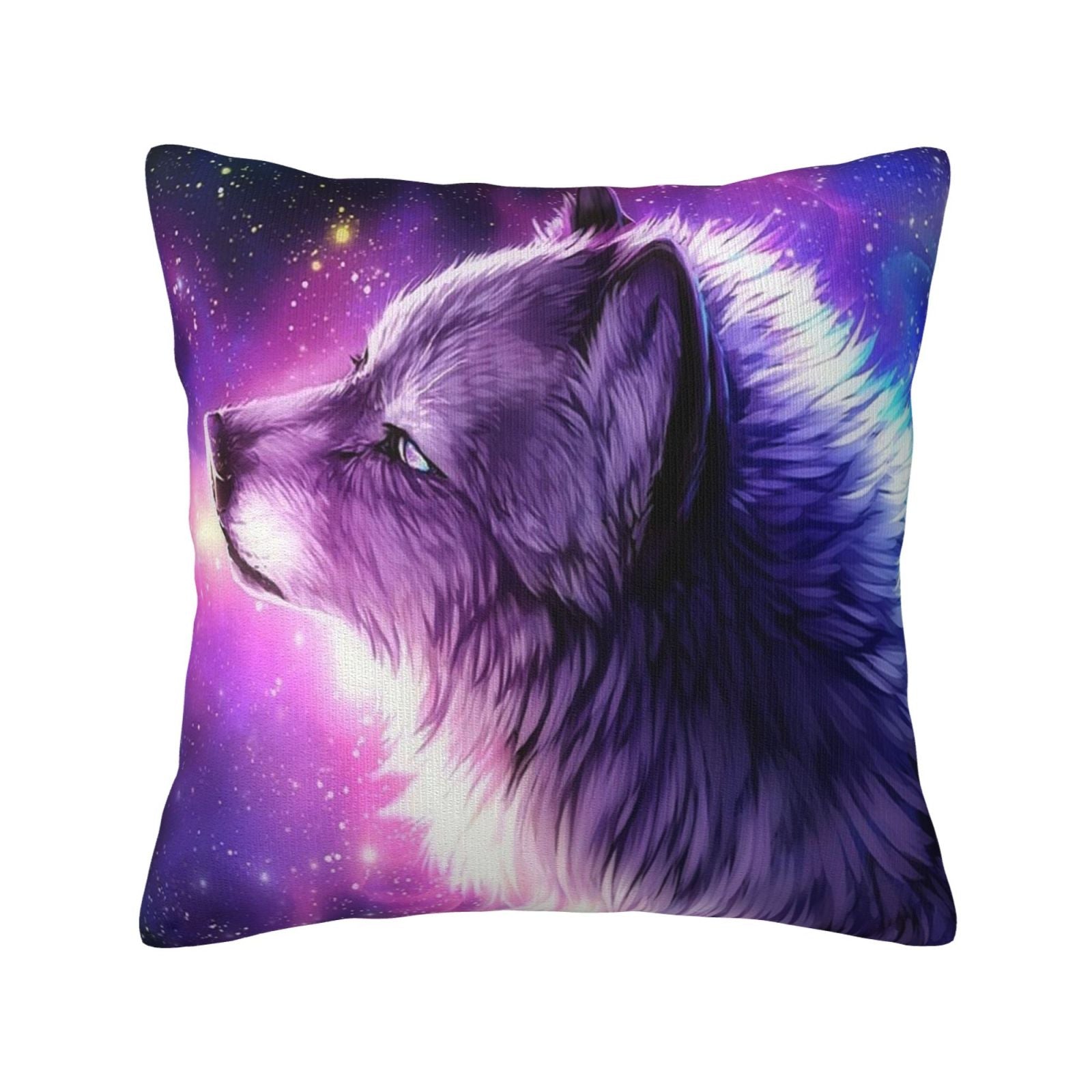Keyword2 Colorful Wolf Pillow 18x18in - Main Image