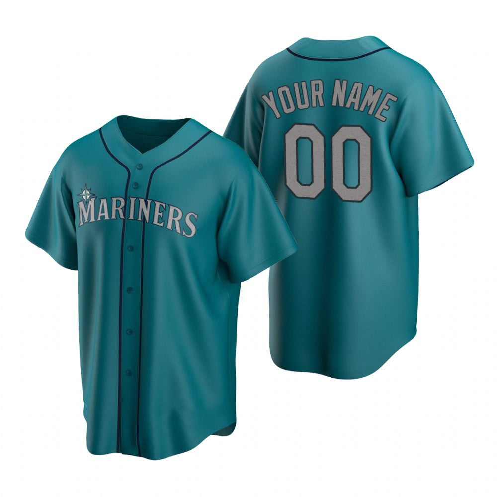 Custom Seattle Mariners Aqua JEROMEN Stitched Cool Base Jersey