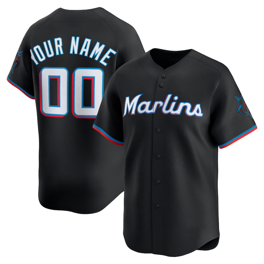 Custom Miami Marlins Black JEROMEN Alternate Limited Jersey