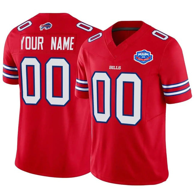 Custom B.Bills Active Player Red JEROMEN 2025 F.U.S.E. With Farewell Patch Vapor Untouchable Limited Stitched Jersey