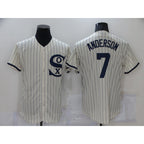 Chicago White Sox #7 Tim Anderson 2021 Cream JEROMEN Navy Field of Dreams Name Flex Base Stitched Jersey