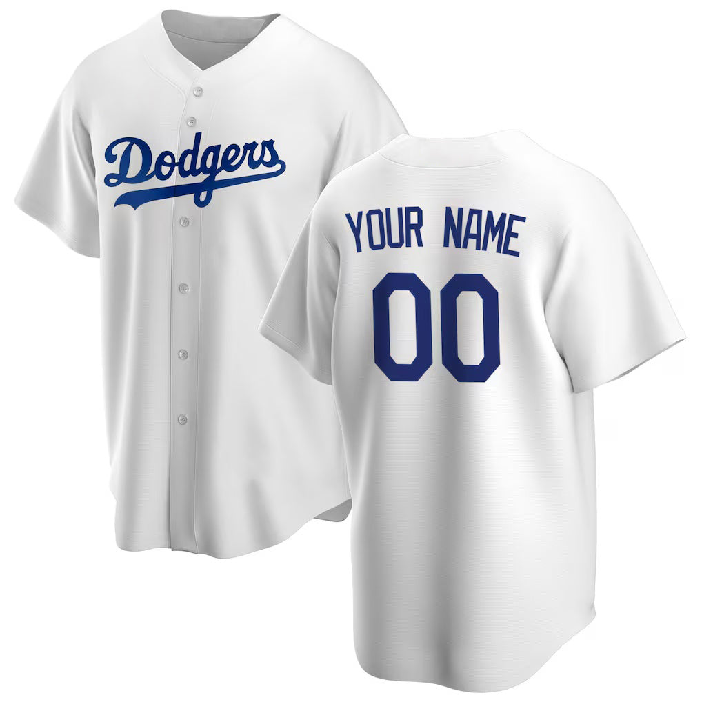 Custom Los Angeles Dodgers White JEROMEN Home Replica Jersey