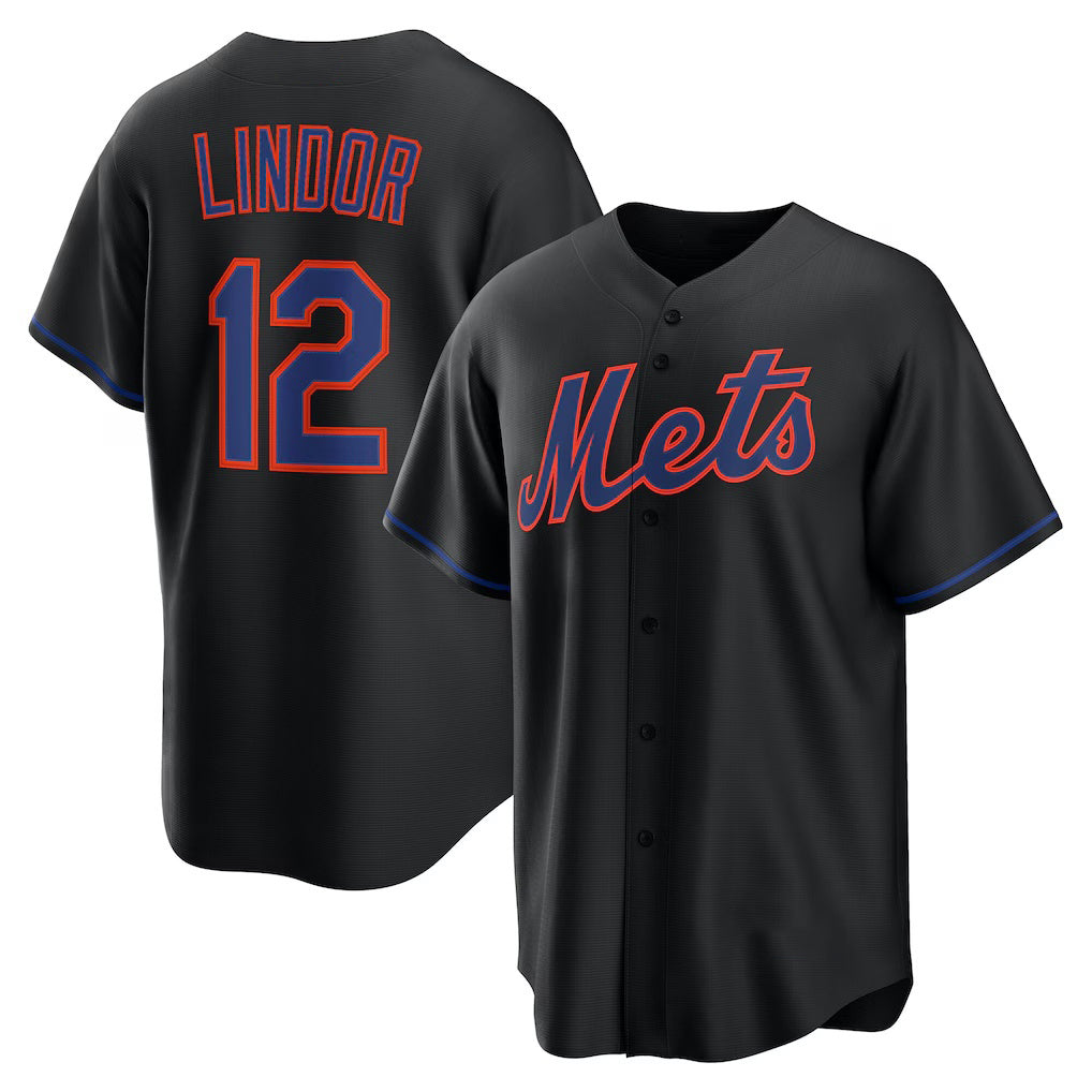 New York Mets #12 Francisco Lindor Black JEROMEN Alternate Replica Jersey