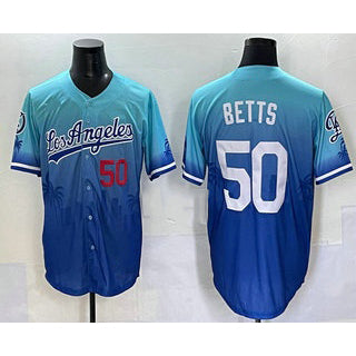 Los Angeles Dodgers #50 Mookie Betts Blue JEROMEN 2025 City Connect Limited Stitched Jersey
