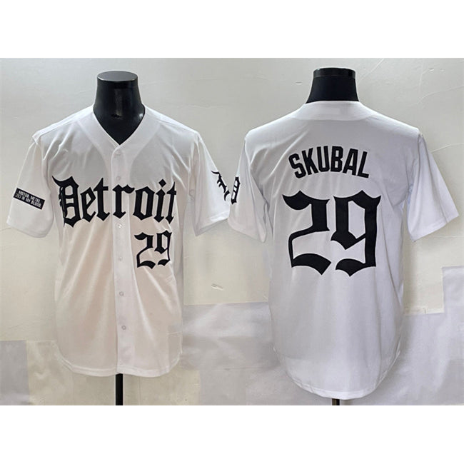 Detroit Tigers #29 Tarik Skubal White JEROMEN 'Motor Gothic Edition' Vapor Premier Limited Stitched Jersey