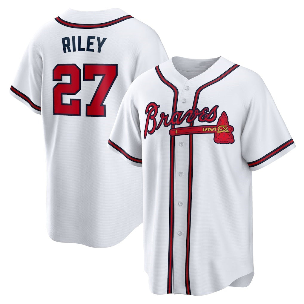 Atlanta Braves #27 Austin Riley White JEROMEN Home Replica Player Jersey