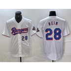 Texas Rangers #28 Jonah Heim Number White JEROMEN 2023 World Series Champions Cool Base Jerseys