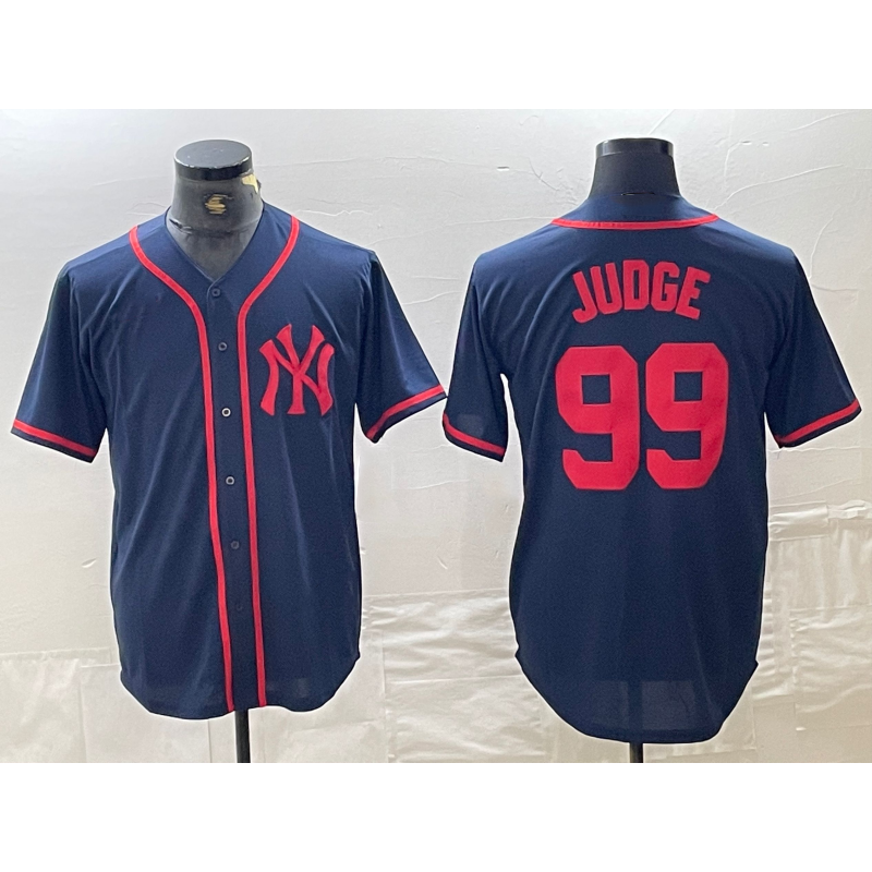 New York Yankees #99 Aaron Judge Navy Red JEROMEN Fashion Cool Base Jersey