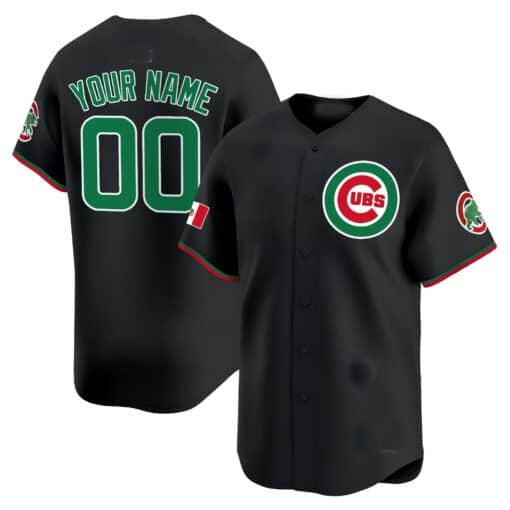 Custom Chicago Cubs Mexico Vapor Premier Limited Jersey V3 ¨C Black JEROMEN