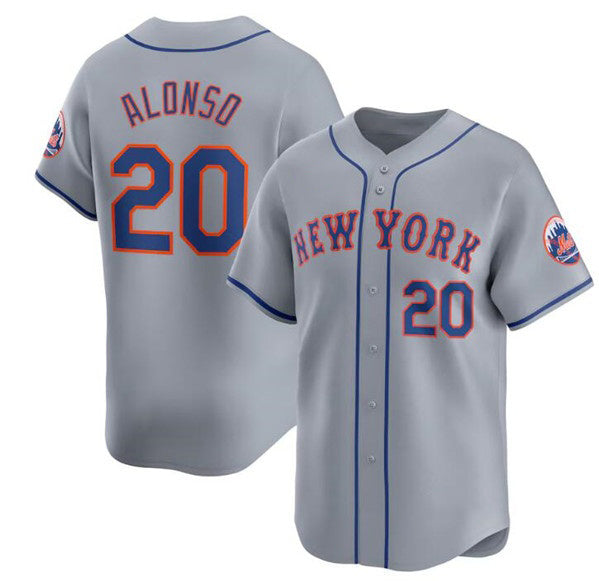 New York Mets #20 Pete Alonso 2024 Gray JEROMEN Away Limited Stitched Jersey