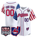Custom Cleveland Indians White JEROMEN America 250 Edition Vapor Premier Limited Jersey - All Stitched