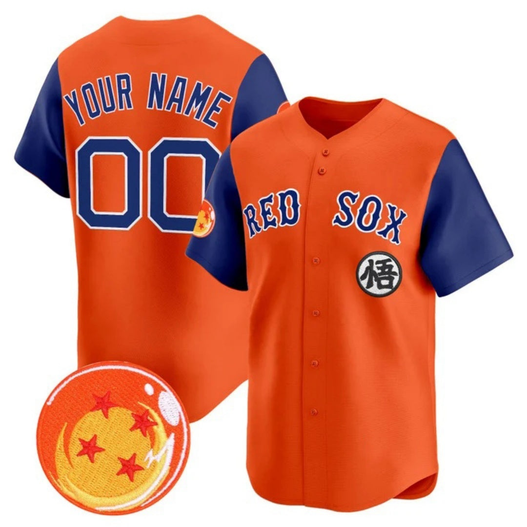 Custom Boston Red Sox x Dragon Ball Royal Orange JEROMEN Vapor Premier Limited Jersey - All Stitched
