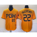 Pittsburgh Pirates #22 Andrew McCutchen Number Gold JEROMEN 2023 City Connect Stitched Jersey 2