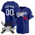 Custom Los Angeles Dodgers x One Piece Royal JEROMEN Zoro Patch Vapor Premier Limited Jersey - Stitched