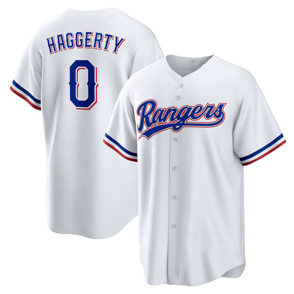Texas Rangers #0 Sam Haggerty White JEROMEN Home Replica Jersey