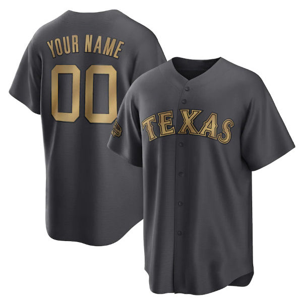 Custom Texas Rangers Active Player Charcoal JEROMEN 2022 All-Star Cool Base Stitched Jersey
