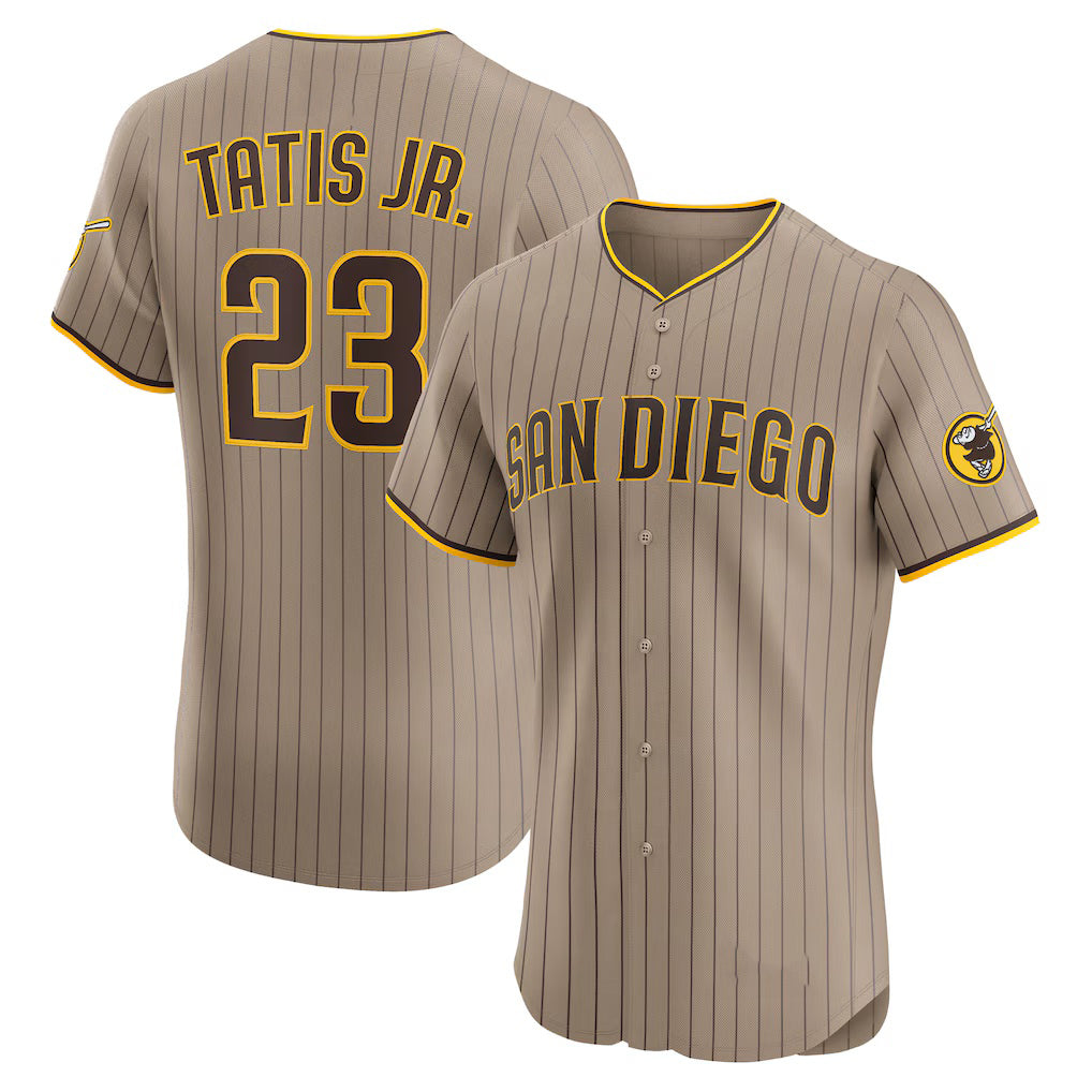 San Diego Padres #23 Fernando Tatis Jr. Khaki JEROMEN Sand Elite Jersey
