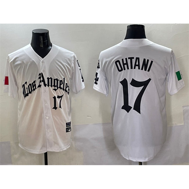 Los Angeles Dodgers #17 Shohei Ohtani White JEROMEN Mexico 2025 LA Gothic Style With Fernando Patch Vapor Premier Limited Stitched Jersey