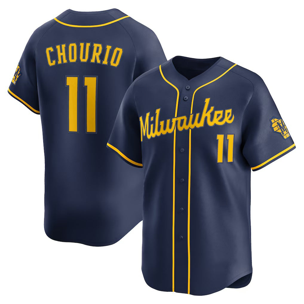 Milwaukee Brewers #11 Jackson Chourio Navy JEROMEN Alternate 2 Limited Jersey