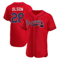 Atlanta Braves #28 Matt Olson Red JEROMEN Flex Base Stitched Jersey
