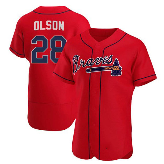 Atlanta Braves #28 Matt Olson Red JEROMEN Flex Base Stitched Jersey