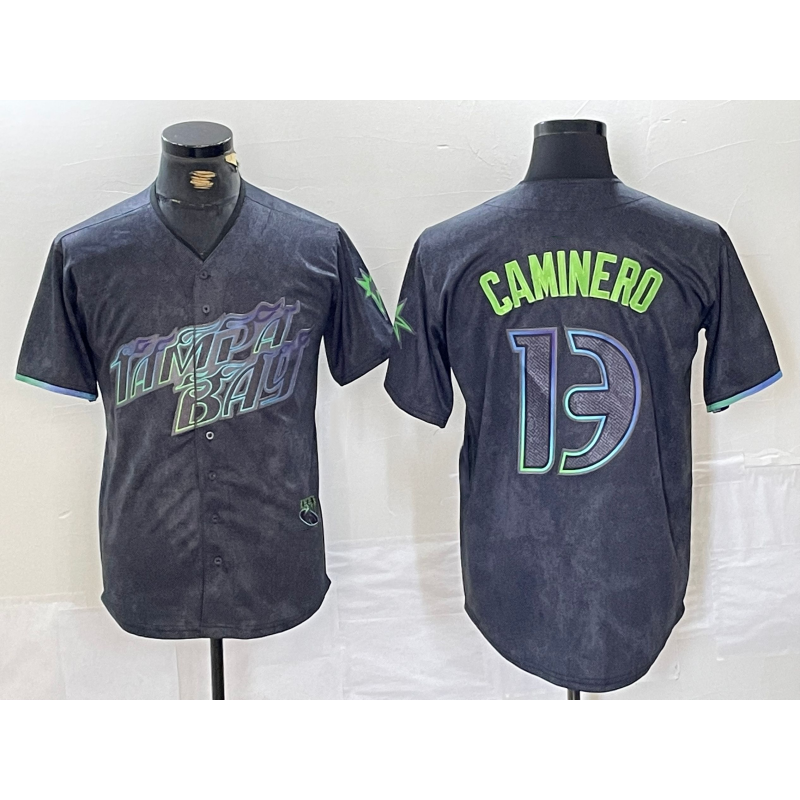 Tampa Bay Rays #13 Junior Caminero Charcoal JEROMEN 2024 City Connect Limited Stitched Jersey