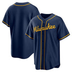 Milwaukee Brewers Navy JEROMEN Alternate Replica Team Jersey