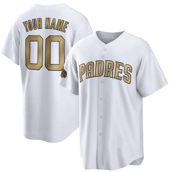 Custom San Diego Padres Active Player White JEROMEN 2022 All-Star Cool Base Stitched Jersey