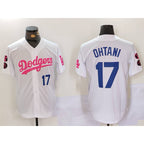 Los Angeles Dodgers #17 Shohei Ohtani White Pink JEROMEN Vin & Kobe Patch Stitched Jersey1