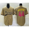 San Diego Padres #44 Joe Musgrove Number Tan JEROMEN Pinstripe 2023 City Connect Cool Base Stitched Jersey