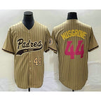 San Diego Padres #44 Joe Musgrove Number Tan JEROMEN Pinstripe 2023 City Connect Cool Base Stitched Jersey
