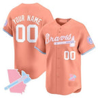 Custom Atlanta Braves Bubblegum Pink Vapor Premier Limited Jersey ¨C Peach JEROMEN