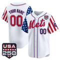 Custom New York Mets America 250 Edition Vapor Premier Limited White JEROMEN Stitched Jerseys