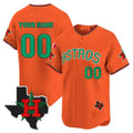 Custom Houston Astros Mexico Texas Patch Vapor Premier Limited Jersey V3 ¨C Orange JEROMEN