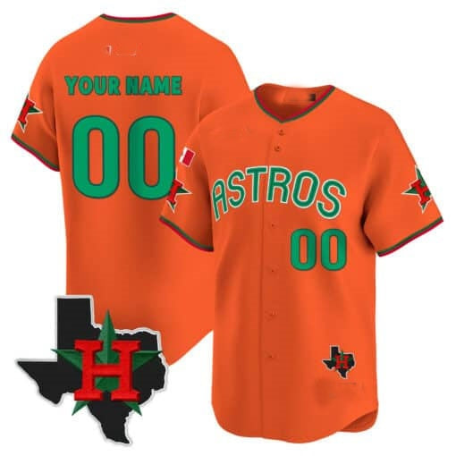 Custom Houston Astros Mexico Texas Patch Vapor Premier Limited Jersey V3 ¨C Orange JEROMEN