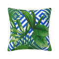 Keyword3 Realistic Vivid Green Leaves Of Palm Tree Blue Pillow 18x18in - Main Image